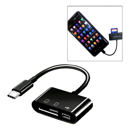 ADAPTADOR LECTOR TARJETAS OTG TIPO C - MICRO SD/TF USB 3.0 NEGRO | OTG CARD READER ADAPTER TYPE C - MICRO SD/TF USB 3.0 BLACK