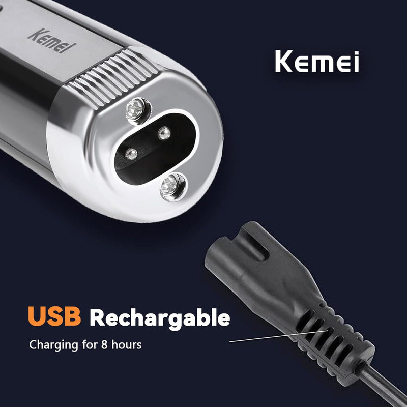 MÁQUINA AFEITAR 4 EN 1 RECARGABLE USB VELLO NASAL AURICULAR NEGRO/PLATEADO 5V