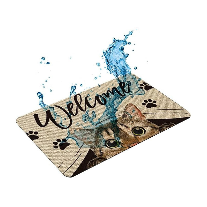 TAPETE GATO ENTRADA CASA BAÑO COCINA ALCOBA ADORNO MASCOTA 60 CM 40 CM ANIMAL PRINT NEGRO