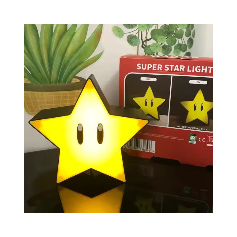 LÁMPARA USB RECARGABLE SUPER STAR MARIO BROS SONIDO JUEGO NEGRO AMARILLO 5V