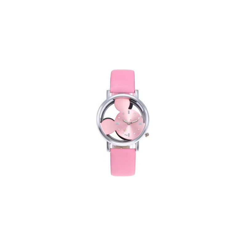 RELOJ NIÑA MUJER ROSA DISEÑO MINNIE REGALO ROSA PLATEADO ROSA