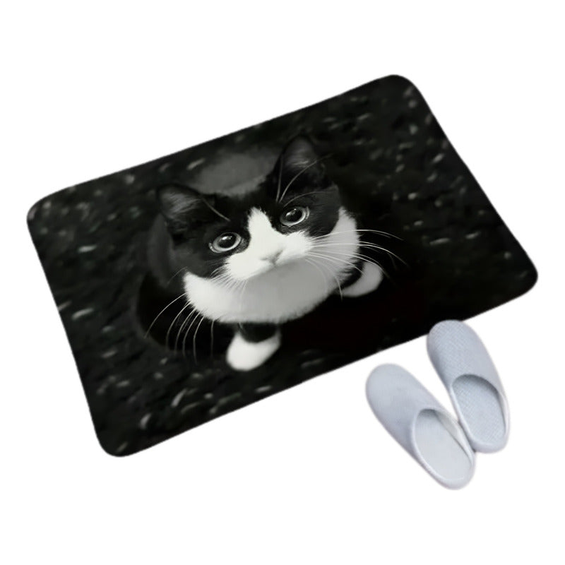 TAPETE GATO NEGRO CASA APARTAMENTO BAÑO ALCOBA MASCOTA 60 CM 40 CM ANIMAL PRINT NEGRO