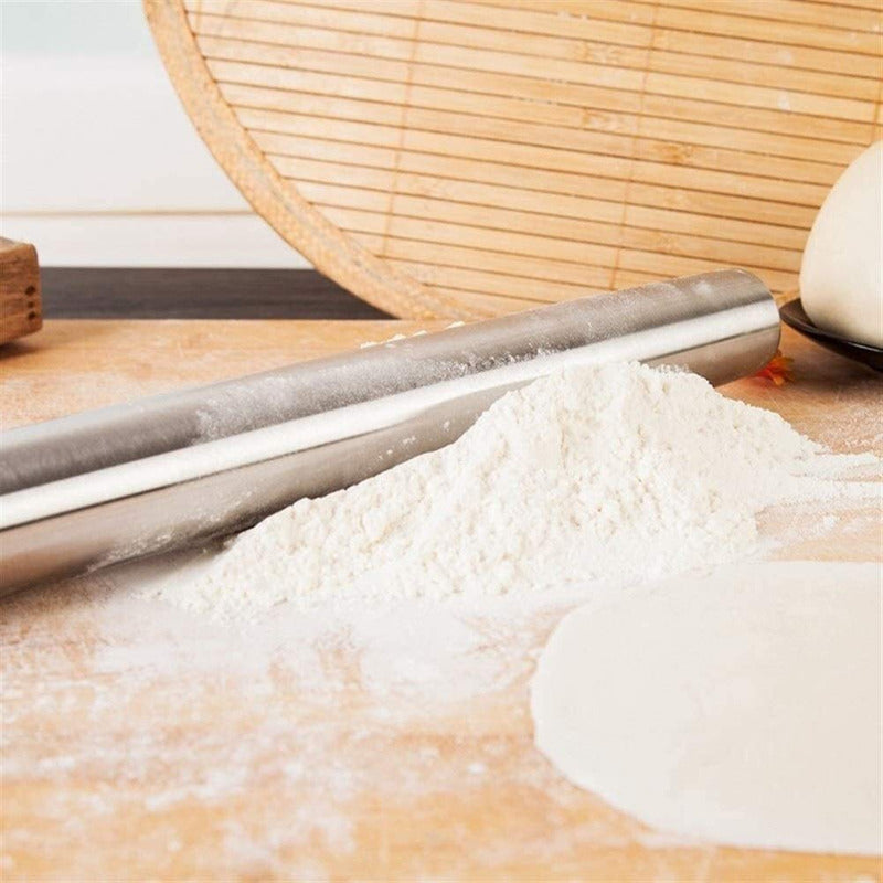 RODILLO ACERO INOXIDABLE 42CMS LIGERO PASTELERÍA PANADERÍA PLATEADO