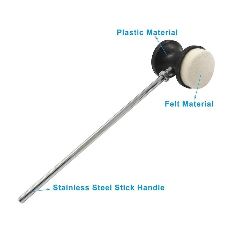 GOLPEADOR BOMBO BATERÍA ACÚSTICA MAZO MARTILLO FIELTRO NEGRO 20 CM