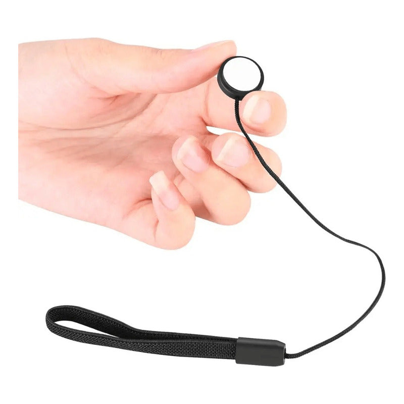 CORDON CUERDA TAPA LENTE ANTIPERDIDA ADHESIVA CANON NIKON NEGRO