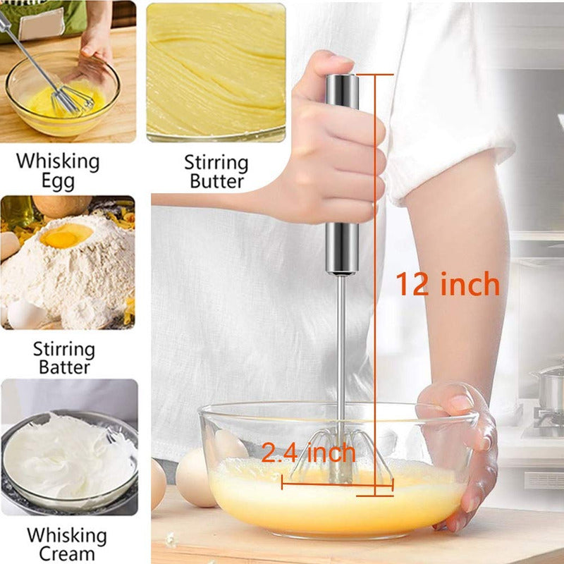 BATIDOR MOLINILLO ACERO INOXIDABLE PUSH AUTOMÁTICO MANUAL PLATEADO