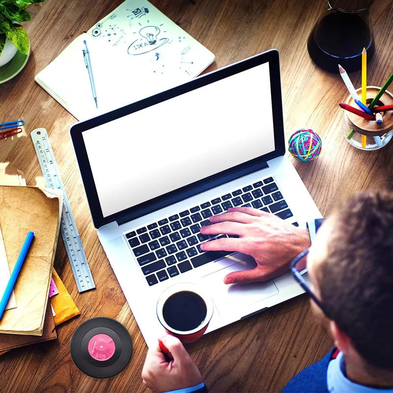 6X SET POSAVASOS RETRO VINILO TOCADISCOS LP MUSICA VINILO SET NEGRO