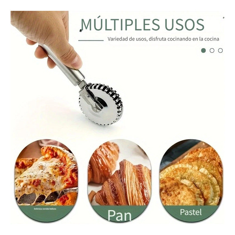 CORTADOR RUEDA PASTELERÍA ACERO INÓXIDABLE PANADERÍA PLATEADO