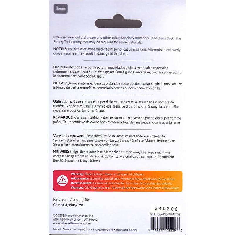 2X CUCHILLA KRAFT 3MM SILHOUETTE CAMEO 4 | PRO | PLUS | 5 45°