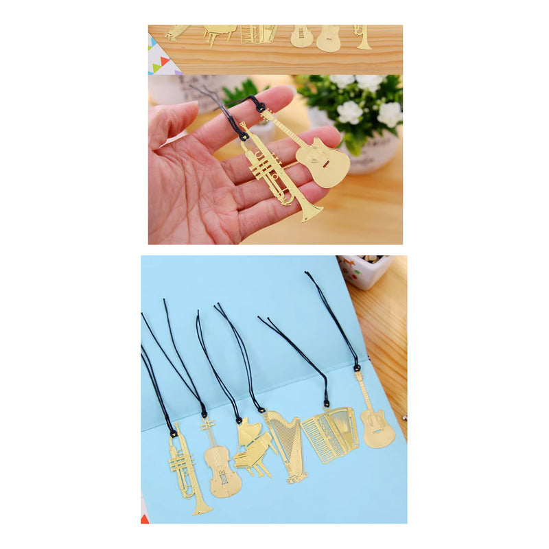 MARCA PÁGINAS PIANO MÚSICA LIBRO REVISTA AGENDA NOTAS PAPEL DORADO PIANO