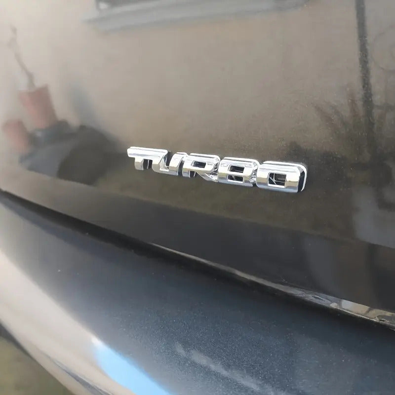 EMBLEMA TURBO METAL 3D ADHESIVO VEHÍCULO INSIGNIA CROMADO