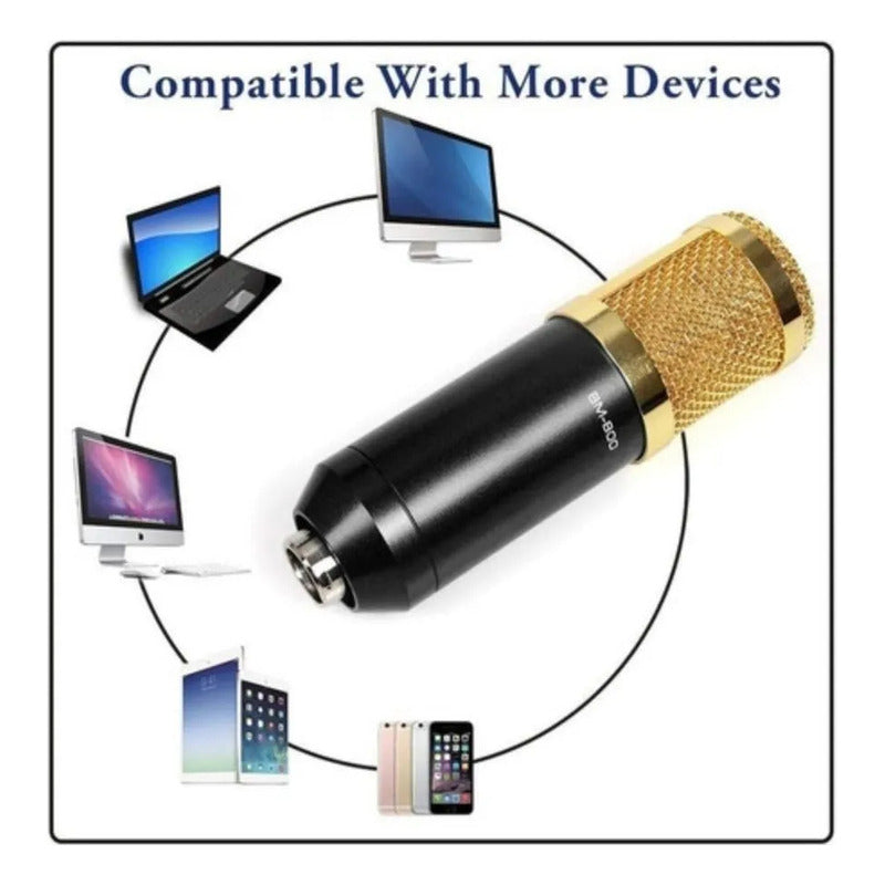 MICRÓFONO CONDENSADOR CAPACITIVO DORADO PRO 3.5MM NEGRO