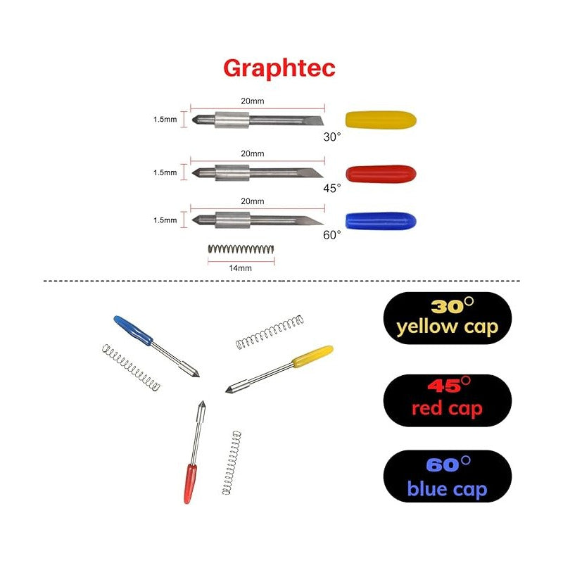 3X SET CUCHILLAS PLOTTER CORTE GRAPHTEC CB09 45° 60° 30° 60°
