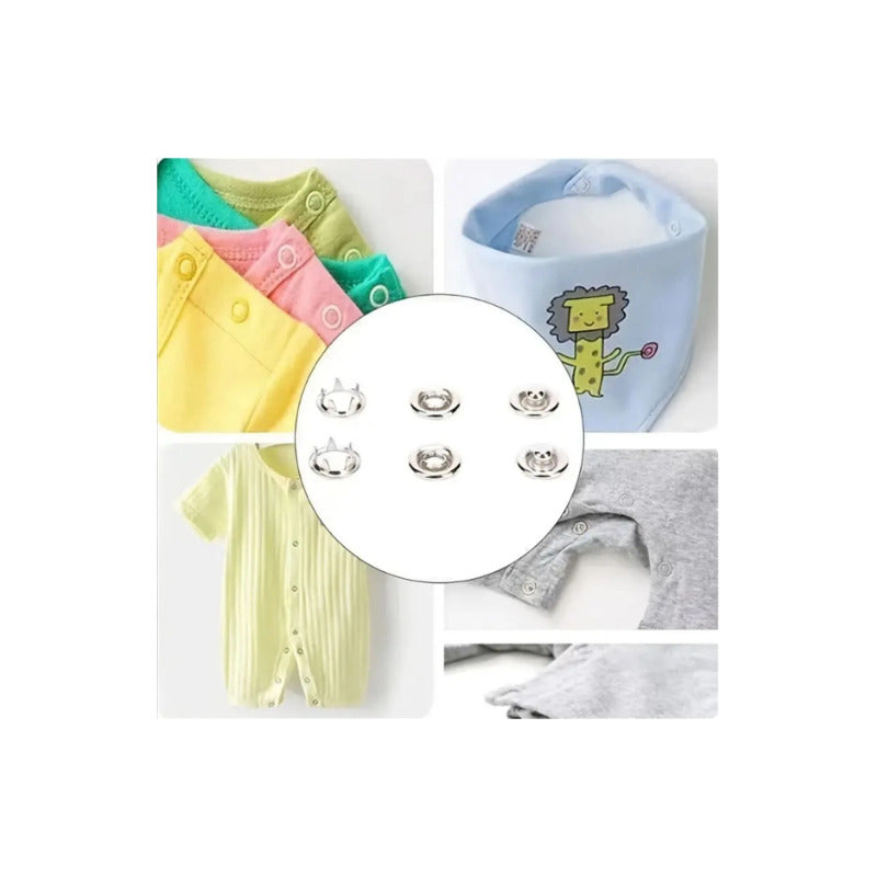 10X BOTONES PRESIÓN METÁLICOS 95MM ROPA JEAN BEBÉ MANUALIDAD PLATEADO BOTONES PRESION METAL