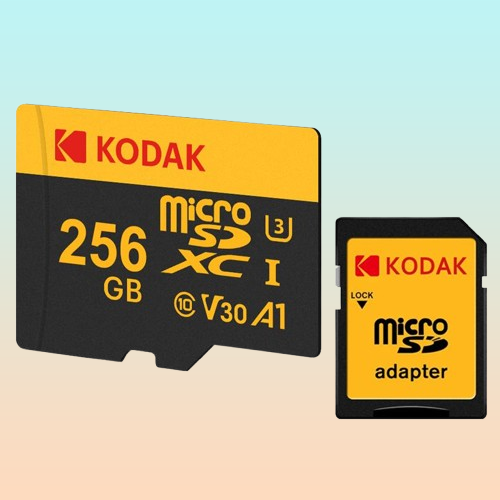 TARJETA MICRO SD KODAK 256GB ADAPTADOR A1 V30 XC C10 I3 4K