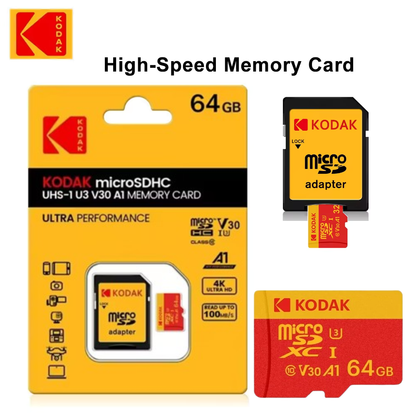 TARJETA MICRO SD 64GB KODAK XC I3 4K C10 V30 A1 ROJA