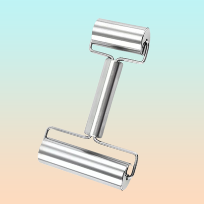 RODILLO DOBLE ACERO INOXIDABLE PASTELERÍA PANADERÍA COCINA PLATEADO