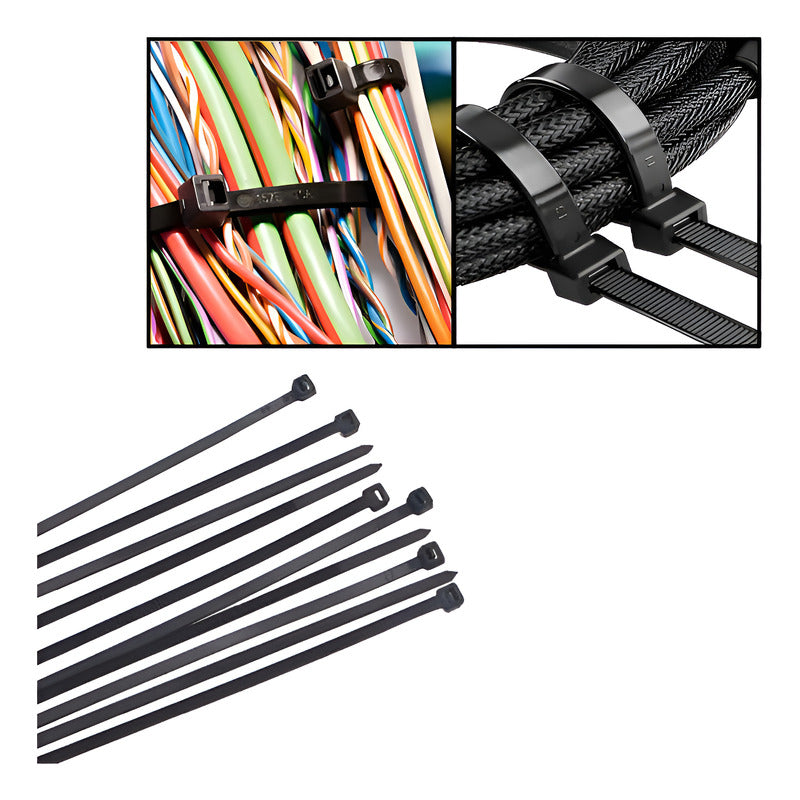 10X AMARRES NYLON ABRAZADERA PLÁSTICA SUJETACABLES 20CMS NEGRO | 10X NYLON TIES PLASTIC CABLE TIES 20CMS BLACK
