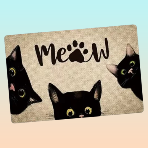 TAPETE ENTRADA CASA BAÑO COCINA ALCOBA ADORNO MASCOTA GATOS 60 CM 40 CM ANIMAL PRINT AMARILLO