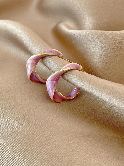 ARETES PENDIENTES TRENZADO MORADO LAVANDA