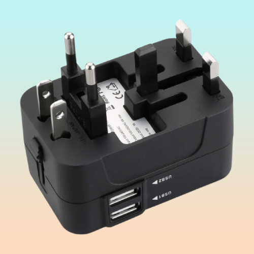 ADAPTADOR CORRIENTE AC VIAJE UNIVERSAL EU US AU UK 2X USB