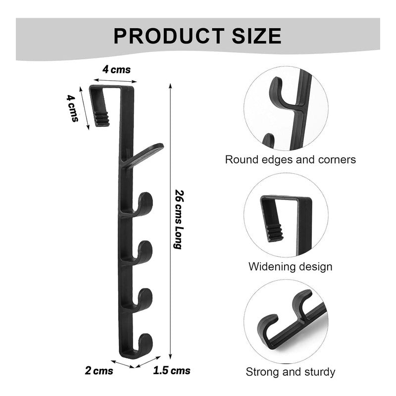 1X ORGANIZADOR GANCHO PERCHERO PUERTA NEGRO | 1X DOOR HOOK ORGANIZER HANGER BLACK

