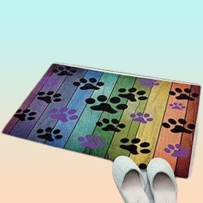 TAPETE HUELLAS ARCOIRIS MASCOTA BAÑO HOGAR GATO PERRO 60 CM 40 CM ANIMAL PRINT ARCOÍRIS