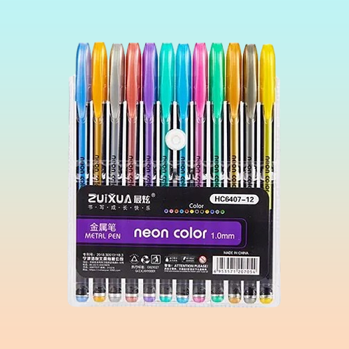 12X ESFERO RESALTADOR METALICO ARTISTICO PURPURINA HC6407-12