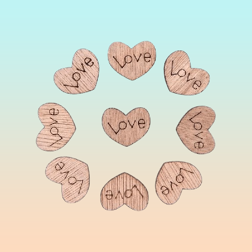 10X CORAZONES MADERA LOVE MANUALIDADES REGALOS ADORNOS CUTE CHOCOLATE 1 CM 4 CM