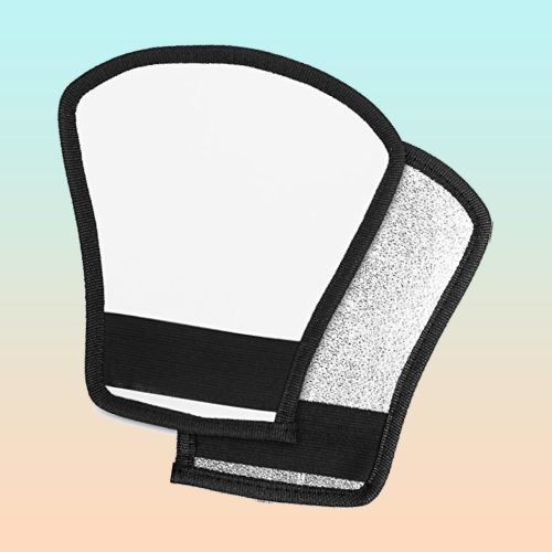 DIFUSOR FLASH DOBLE FAZ PLATEADO BLANCO CANON NIKON SONY