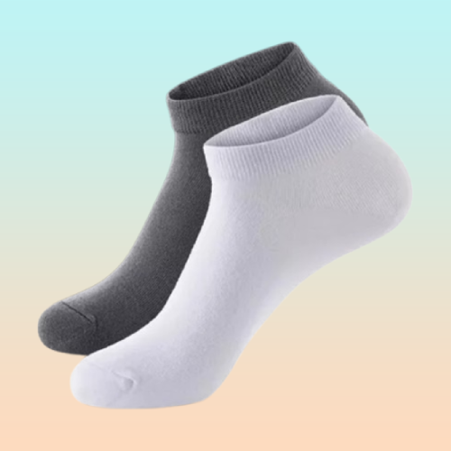 2X PARES MEDIAS TOBILLERAS BLANCAS Y GRISES CALCETINES NEGRO LISO 36-41