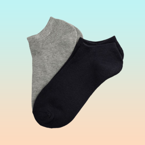 2X PARES MEDIAS TOBILLERAS NEGRAS Y GRISES CALCETINES NEGRO LISO 36-41