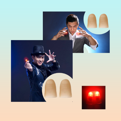 2X DEDOS LUZ LED ROJO MAGIA ILUSIONISMO DISFRAZ FIESTAS