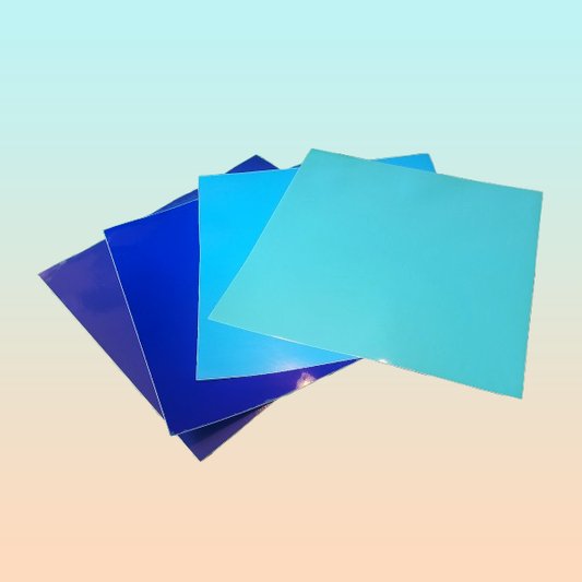 4X VINILO 12  X 12 GAMA AZULES BRILLANTE ADHESIVO CAMEO MULTICOLOR