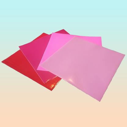 4X VINILO 12  X 12 GAMA PASIÓN ROJOS ROSADOS BRILLANTE CAMEO MULTICOLOR