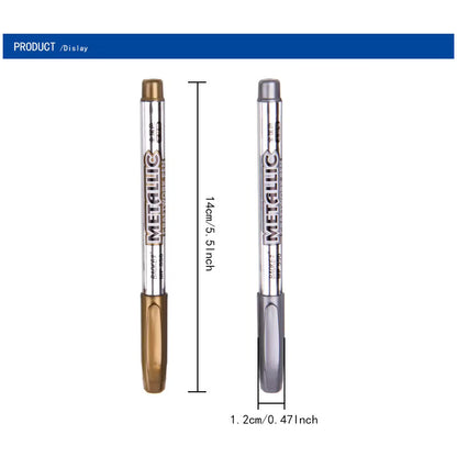 2X MARCADOR METALIZADO DORADO & PLATEADO ROTULADOR LAPICERO | 2X METALLIC MARKER GOLD & SILVER PEN
