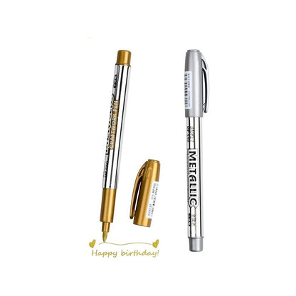 2X MARCADOR METALIZADO DORADO & PLATEADO ROTULADOR LAPICERO | 2X METALLIC MARKER GOLD & SILVER PEN
