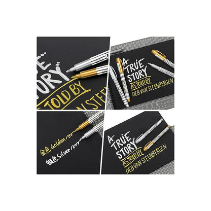 2X MARCADOR METALIZADO DORADO & PLATEADO ROTULADOR LAPICERO | 2X METALLIC MARKER GOLD & SILVER PEN
