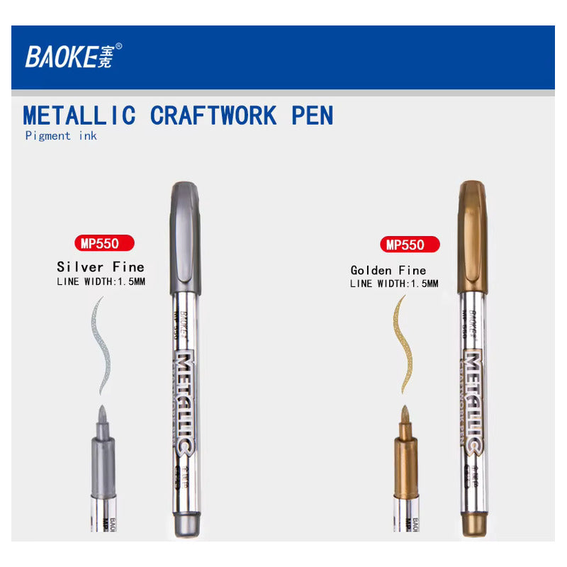 2X MARCADOR METALIZADO DORADO & PLATEADO ROTULADOR LAPICERO | 2X METALLIC MARKER GOLD & SILVER PEN
