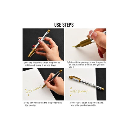 2X MARCADOR METALIZADO DORADO & PLATEADO ROTULADOR LAPICERO | 2X METALLIC MARKER GOLD & SILVER PEN
