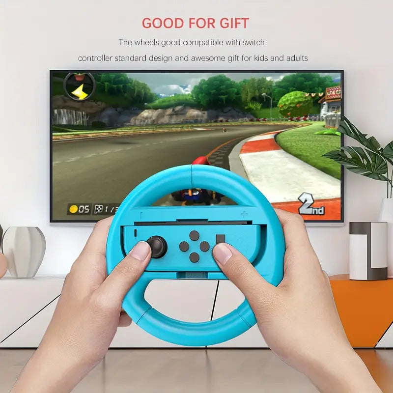 2X VOLANTE COMPATIBLE PARA JOY-CON NINTENDO SWITCH AZUL ROJO | 2X STEERING WHEEL COMPATIBLE WITH JOY-CON NINTENDO SWITCH BLUE RED
