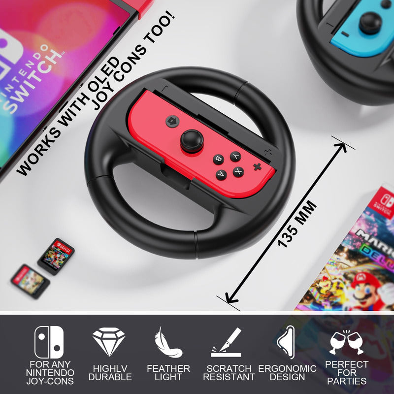 2X VOLANTE COMPATIBLE PARA JOY-CON NINTENDO SWITCH & OLED | 2X STEERING WHEEL COMPATIBLE WITH JOY-CON NINTENDO SWITCH & OLED
