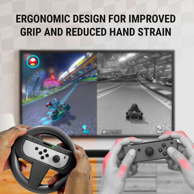 2X VOLANTE COMPATIBLE PARA JOY-CON NINTENDO SWITCH & OLED | 2X STEERING WHEEL COMPATIBLE WITH JOY-CON NINTENDO SWITCH & OLED
