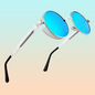GAFAS SOL POLICARBONATO UV REDONDAS STEAMPUNK FASHION AZUL REDONDO AZUL ACERO PLATEADO PLATEADO