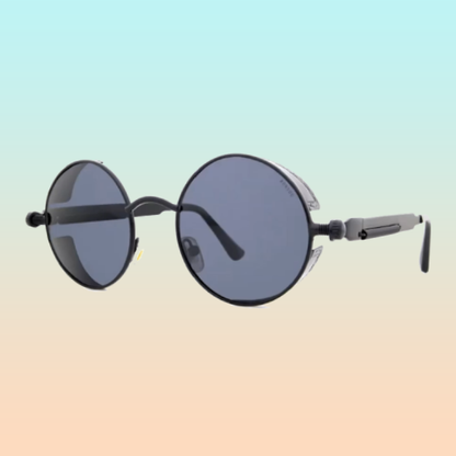 GAFAS SOL POLICARBONATO UV REDONDAS STEAMPUNK FASHION NEGRO REDONDO NEGRO