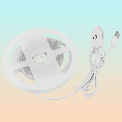 LUZ LED FLEXIBLE ADHESIVA 5MTS PÚRPURA AZUL USB SWITCH ON PÚRPURA 5V