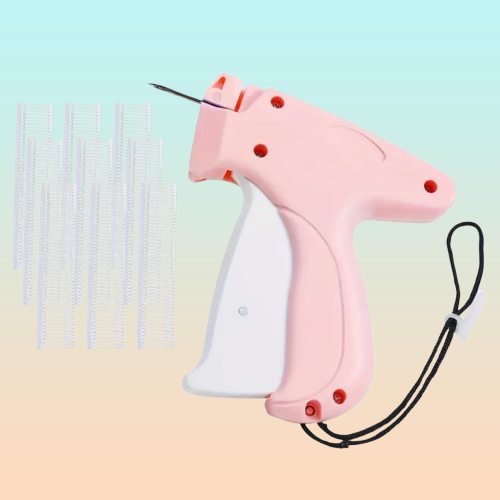 KIT PISTOLA ETIQUETAS ROPA ROSADO MÁQUINA TAG SET EMPRENDER ROSA CLARO