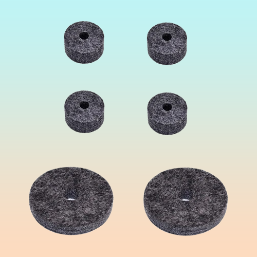 KIT 6 FIELTRO FELPA AJUSTE BASE PLATILLOS BATERIA SET CYMBAL PLATEADO
