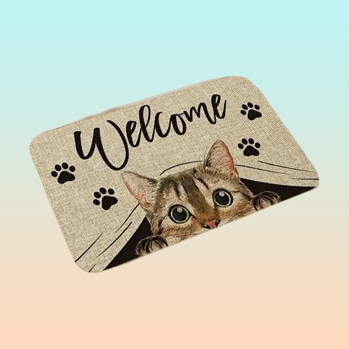 TAPETE GATO ENTRADA CASA BAÑO COCINA ALCOBA ADORNO MASCOTA 60 CM 40 CM ANIMAL PRINT NEGRO