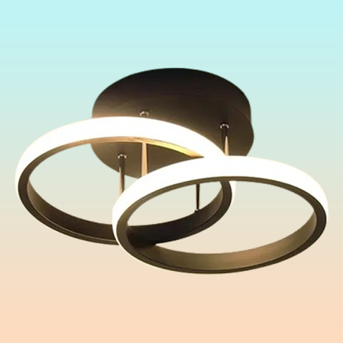 LAMPARA TECHO LUZ LED TIPO DOBLE ARO 25W MARCO NEGRO SALA 110/220V NEGRO